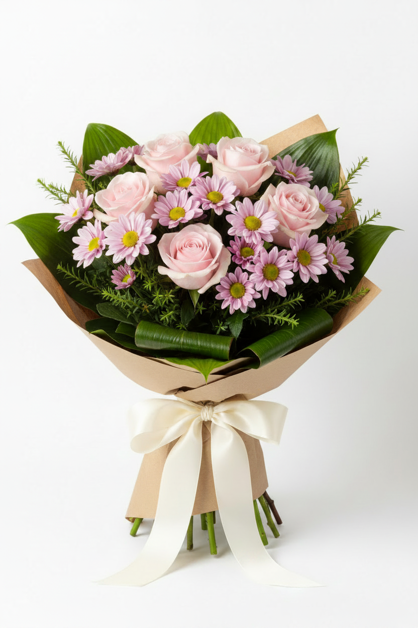 Bouquet di Rose e Margherite rosa (incoraggiamenti /supporto)