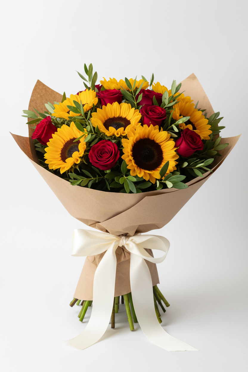 Bouquet di Girasoli e Rose rosse (ricorrenze/vicinanza)